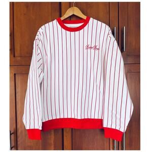 Bogey Boys Sweatshirt Pinstripe White Red Size XL